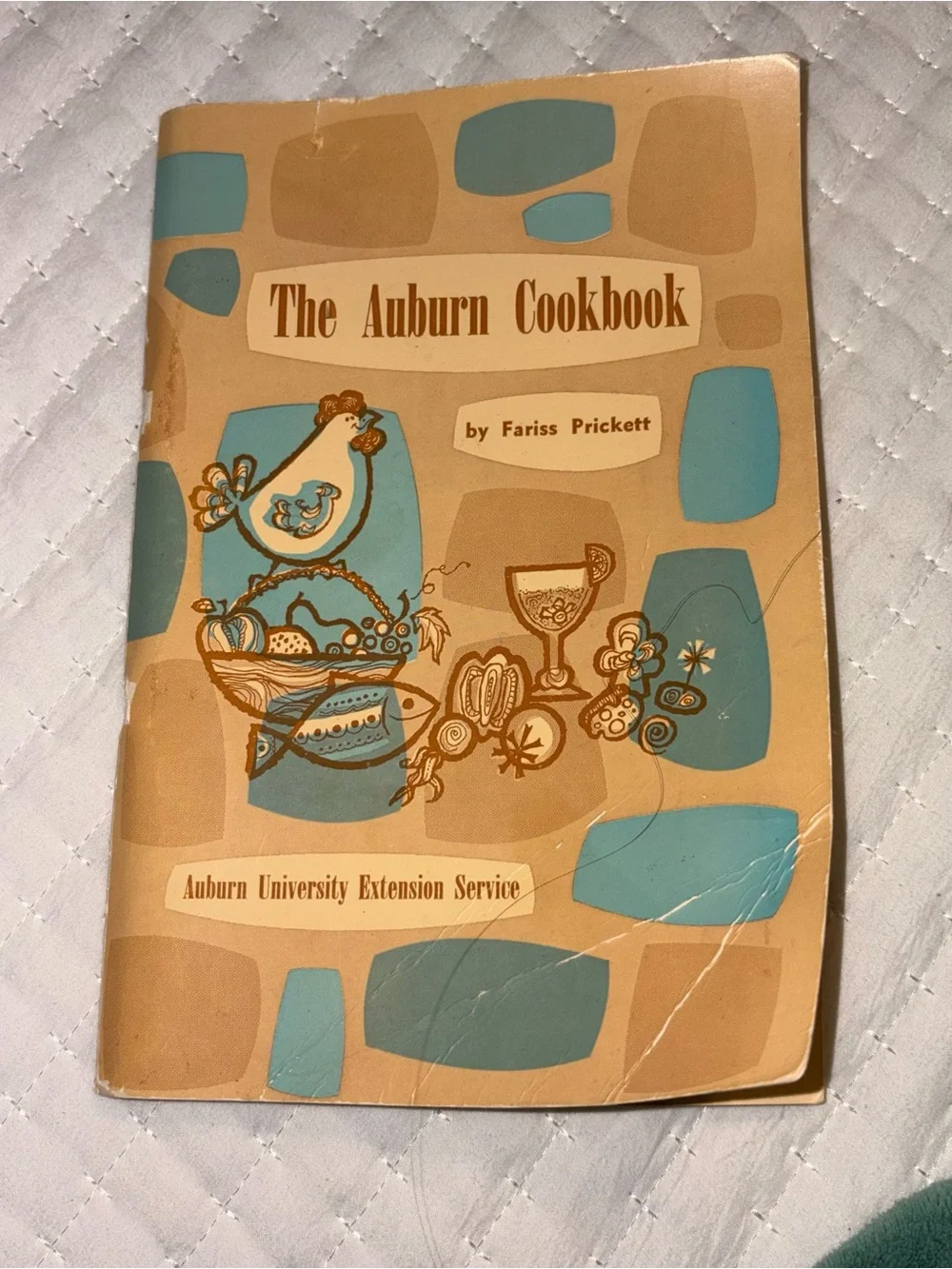 The Auburn Cookbook by Fariss Prickett - Retro Blue & Tan Cover